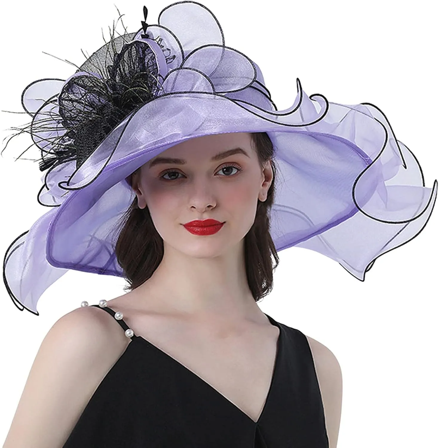 Organza Kentucky Fascinator Hats for Women 𝐃erby Cocktail Tea Party Sun Hat Wedding Flower Church Cap