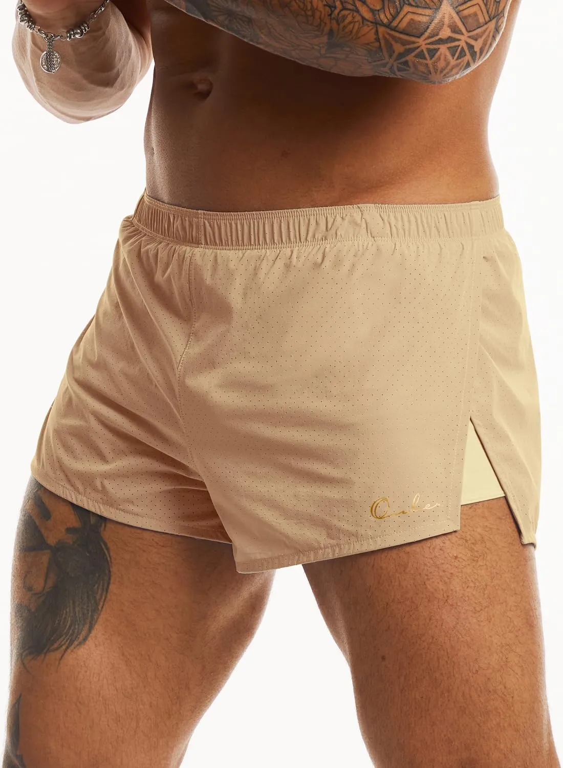 Ouber Men's Running Shorts with Liner 2'' Workout Shorts Bodybuilding Side Split Mesh Gym Shorts