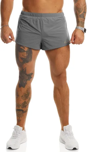 Ouber Men's Running Shorts with Liner 2'' Workout Shorts Bodybuilding Side Split Mesh Gym Shorts