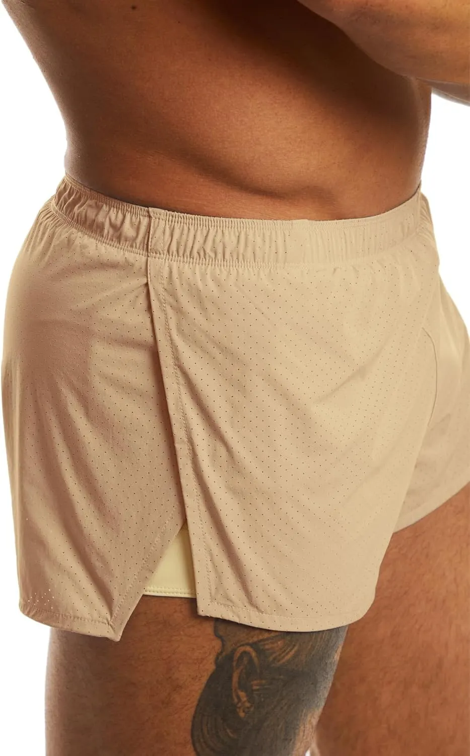 Ouber Men's Running Shorts with Liner 2'' Workout Shorts Bodybuilding Side Split Mesh Gym Shorts