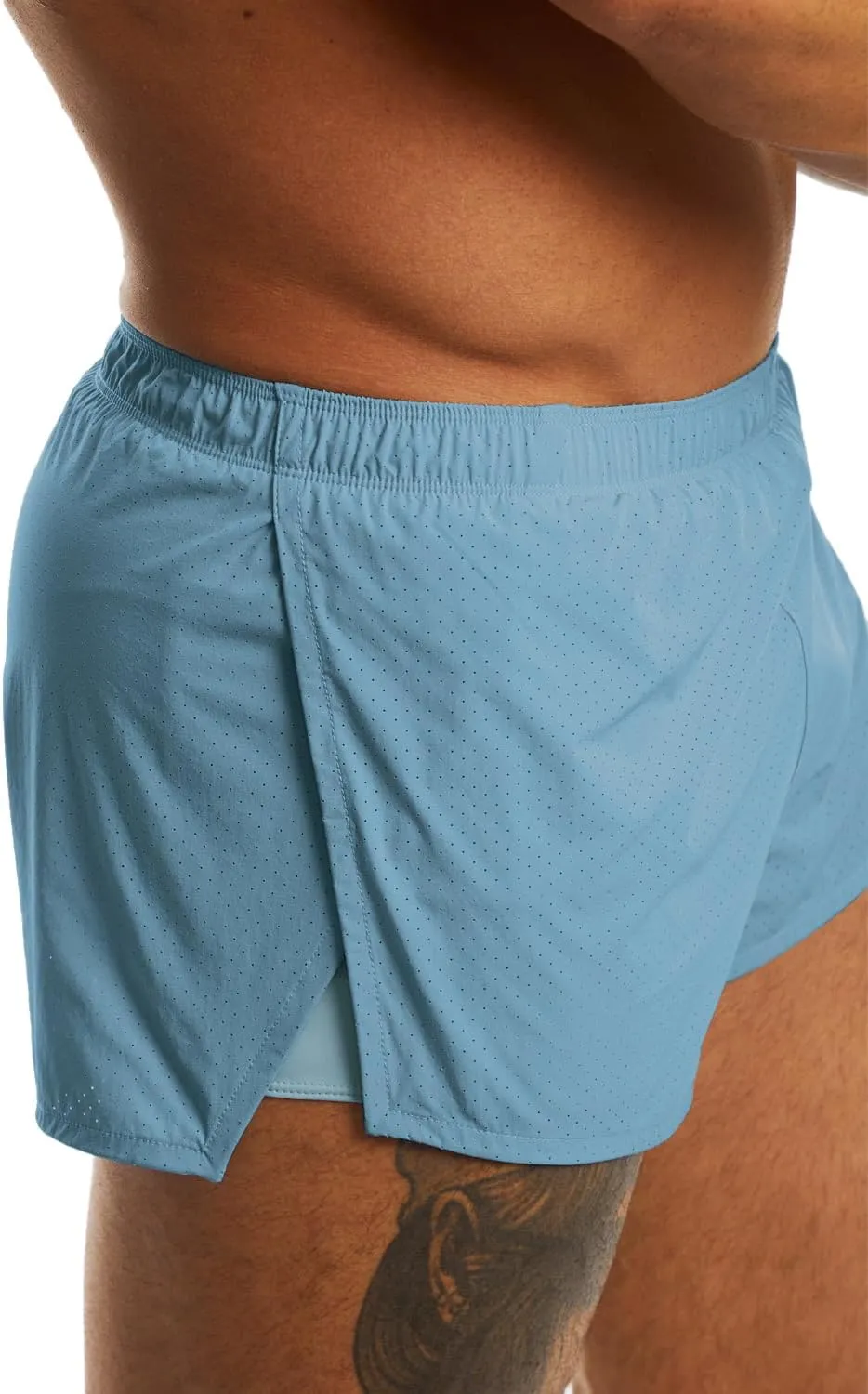 Ouber Men's Running Shorts with Liner 2'' Workout Shorts Bodybuilding Side Split Mesh Gym Shorts