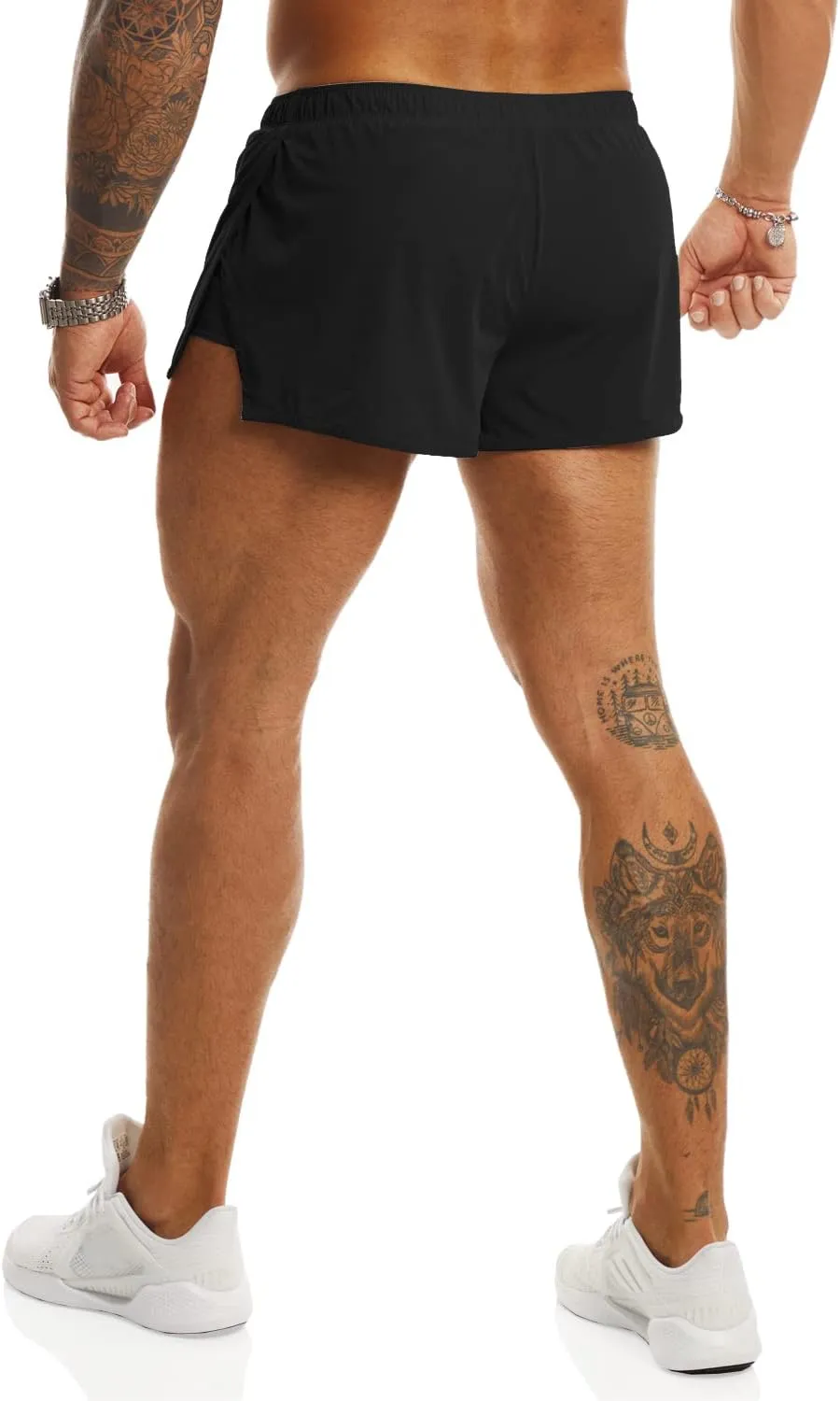 Ouber Men's Running Shorts with Liner 2'' Workout Shorts Bodybuilding Side Split Mesh Gym Shorts