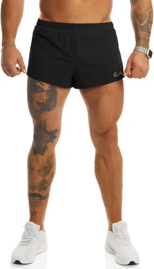Ouber Men's Running Shorts with Liner 2'' Workout Shorts Bodybuilding Side Split Mesh Gym Shorts
