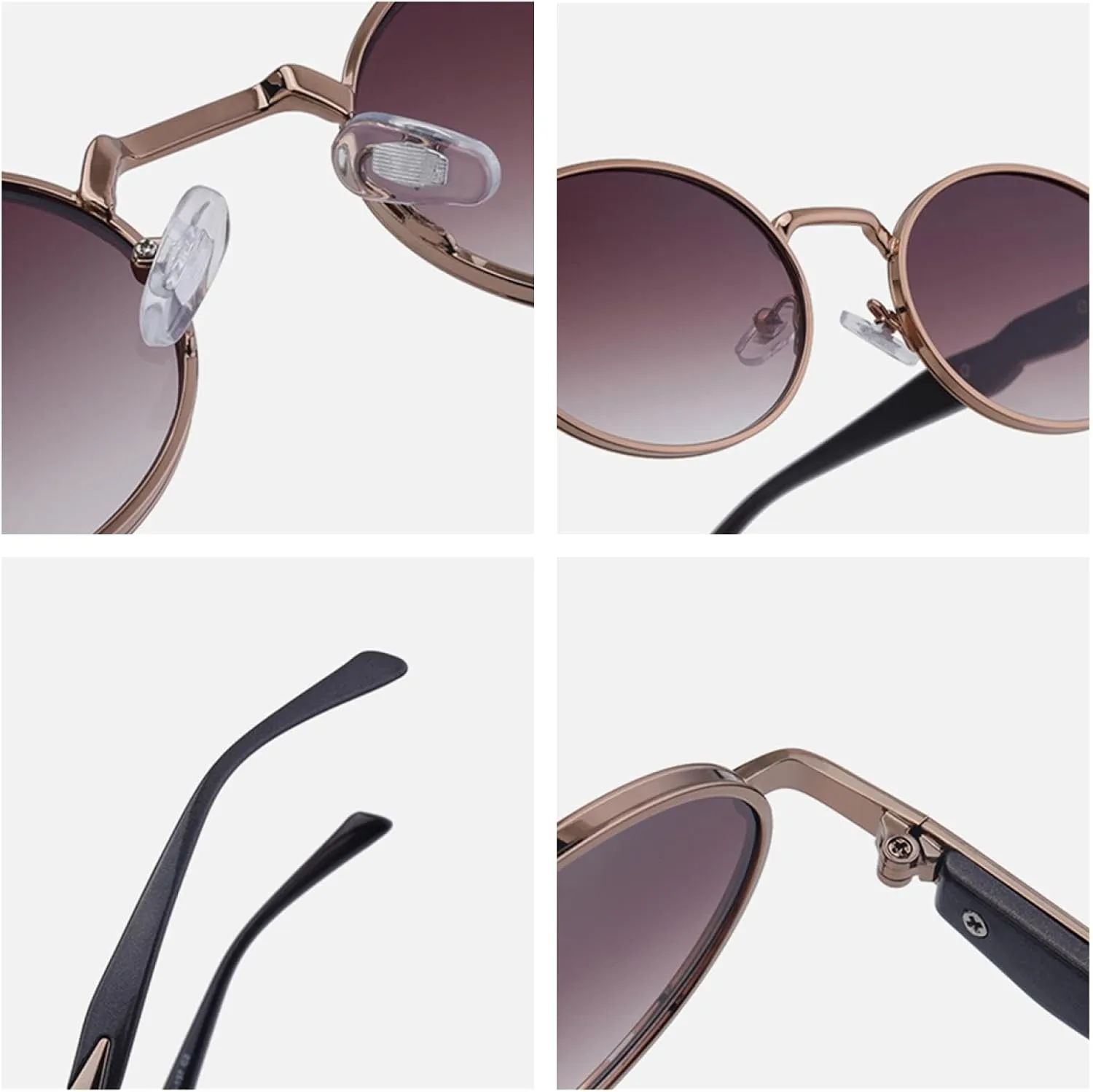 Oval Metal Frame Sunglasses for Women Men Fashion Small Round Punk Vintage Uv400
