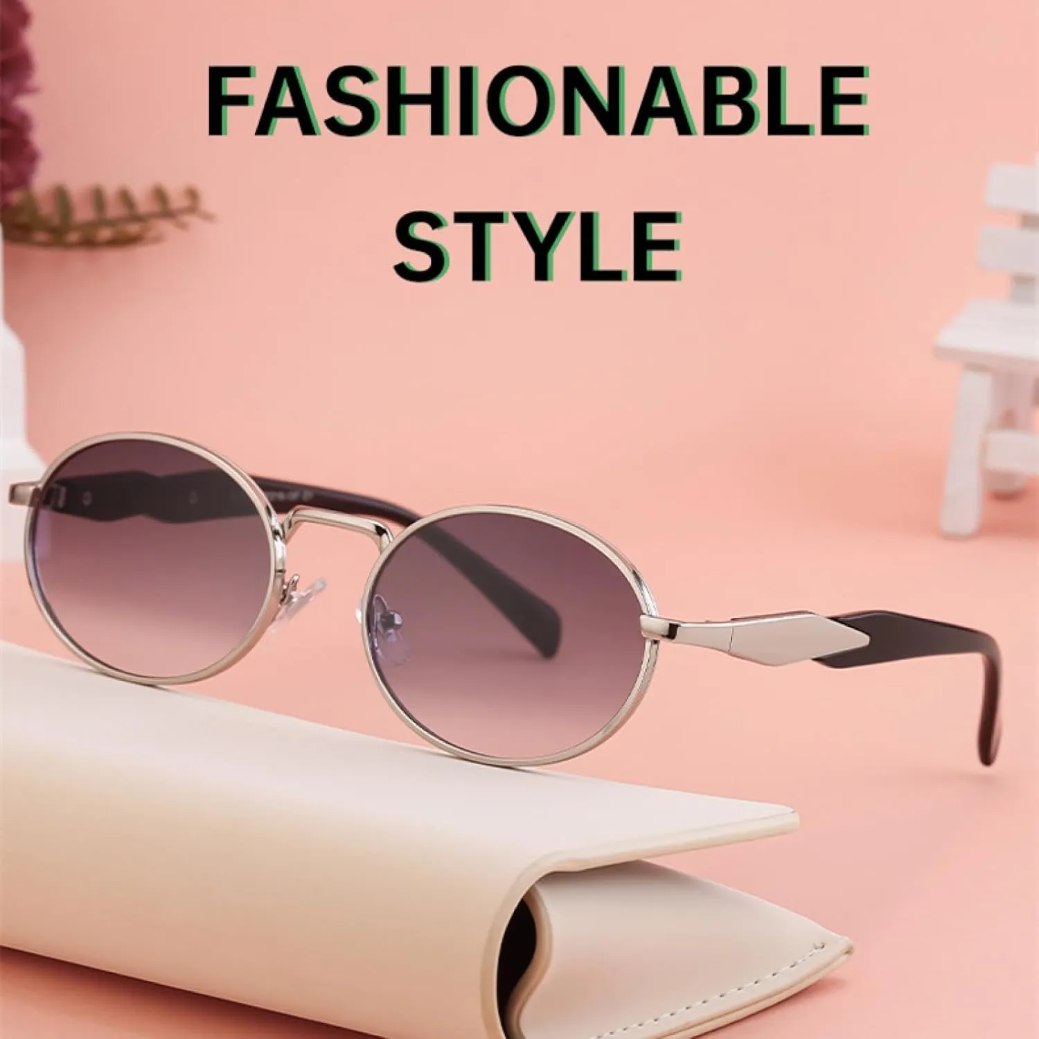 Oval Metal Frame Sunglasses for Women Men Fashion Small Round Punk Vintage Uv400