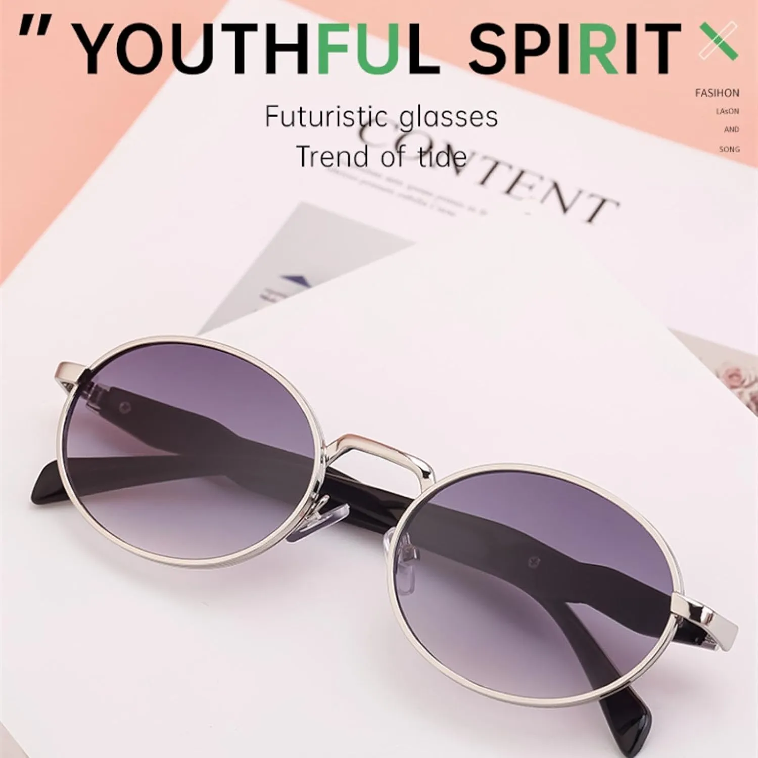 Oval Metal Frame Sunglasses for Women Men Fashion Small Round Punk Vintage Uv400