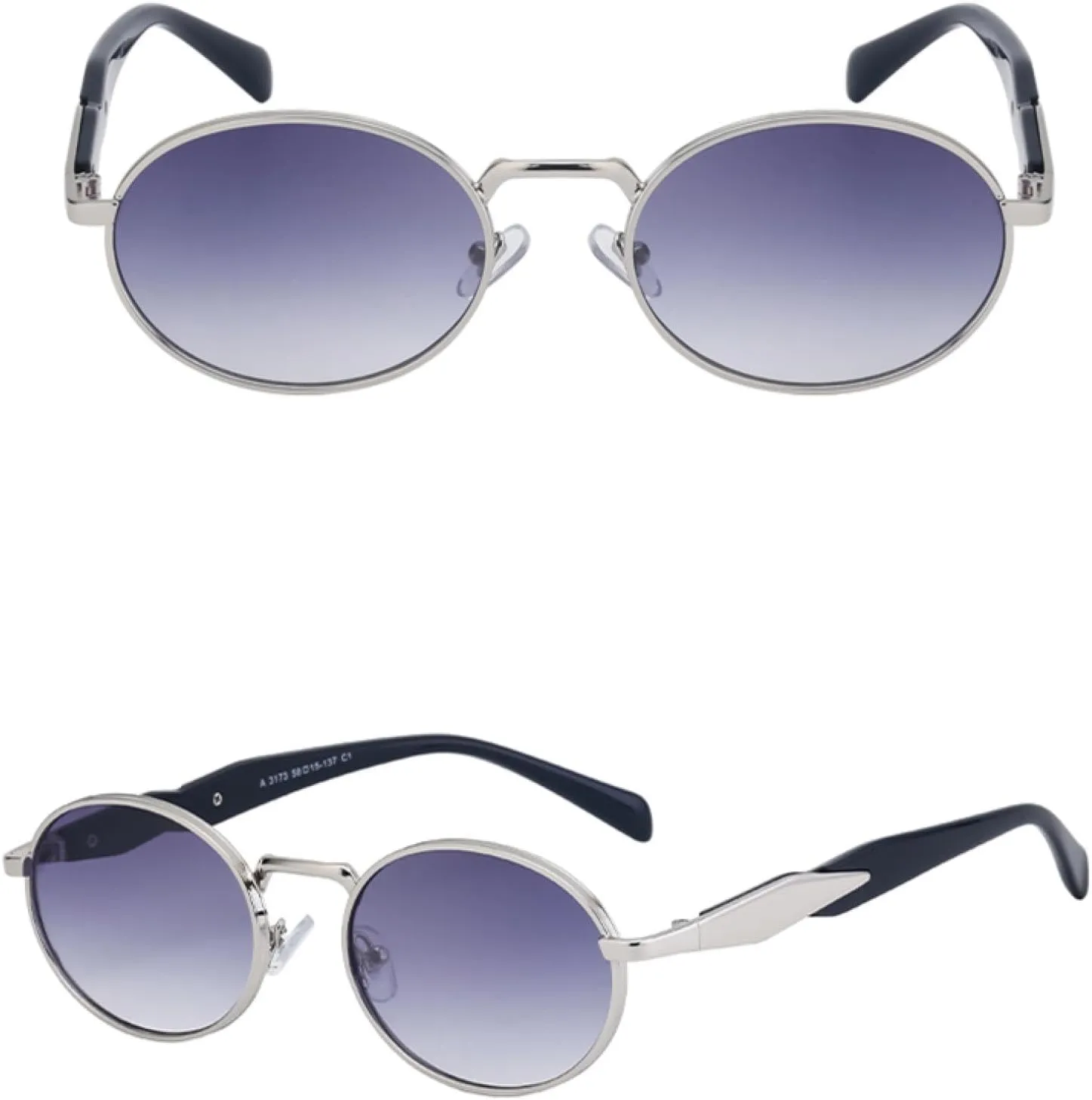 Oval Metal Frame Sunglasses for Women Men Fashion Small Round Punk Vintage Uv400