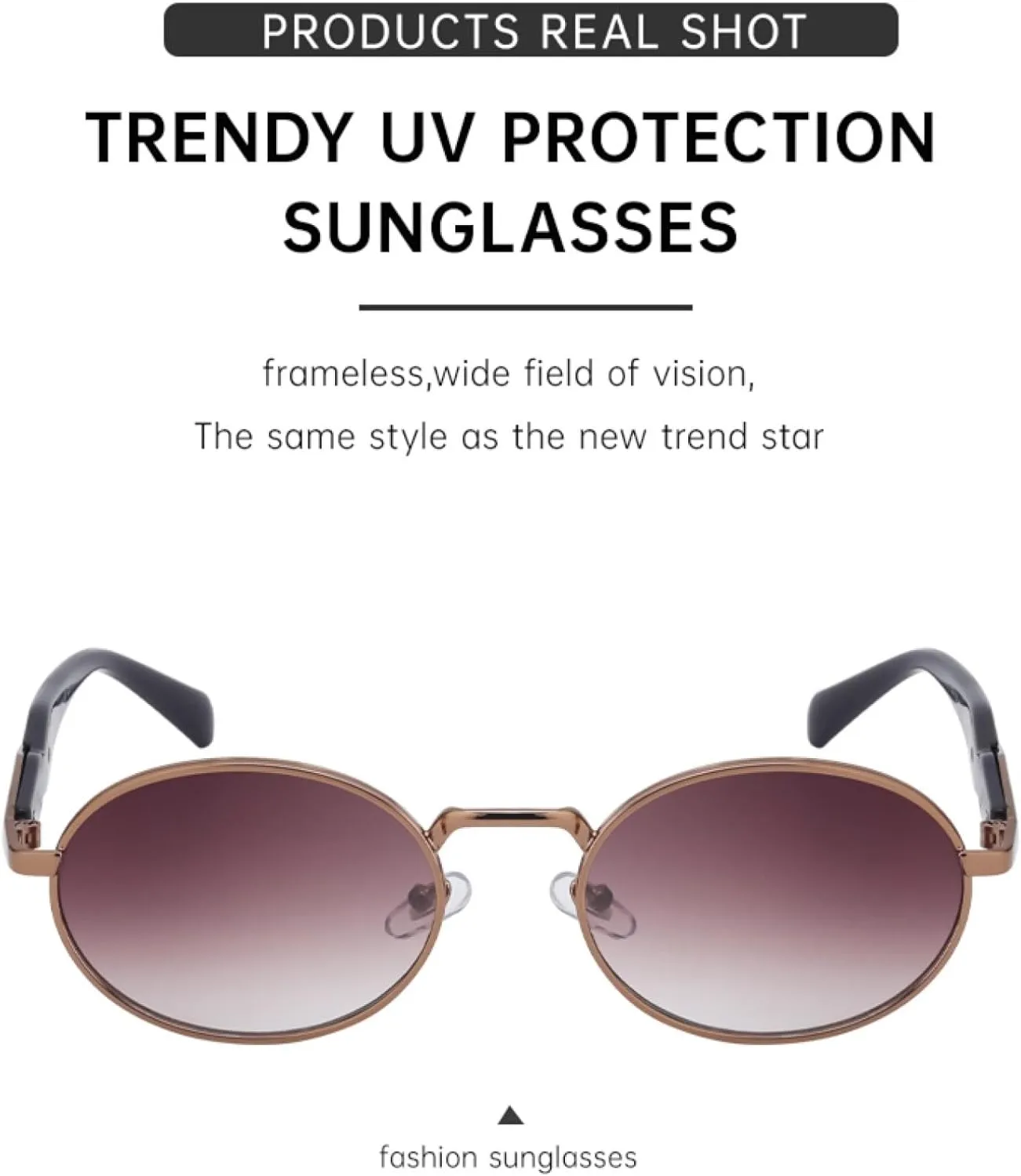 Oval Metal Frame Sunglasses for Women Men Fashion Small Round Punk Vintage Uv400