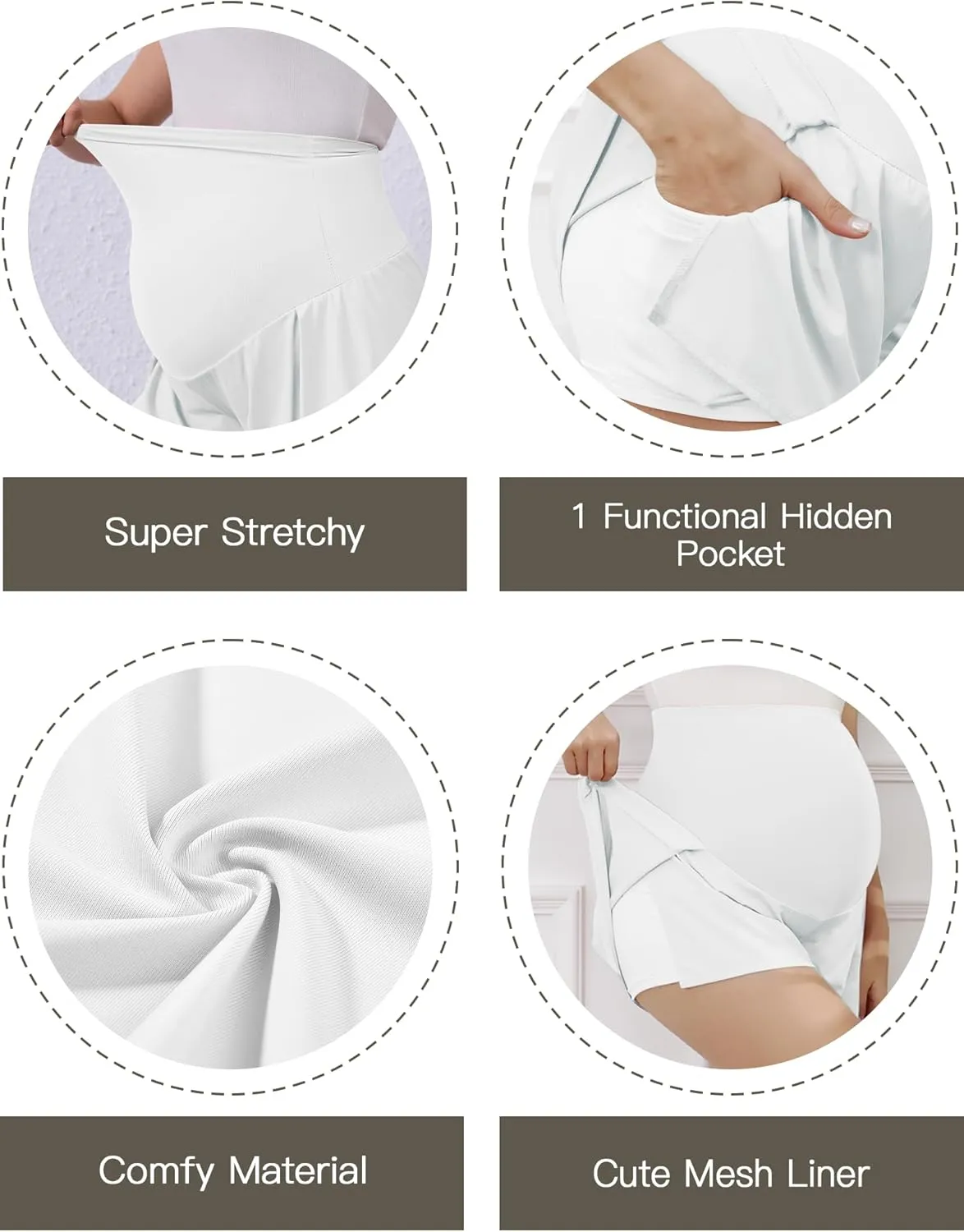 PACBREEZE Women's Maternity Shorts Over Belly Activewear Casual Stretchy Workout Summer Pregnancy Shorts
