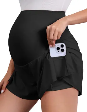 PACBREEZE Women's Maternity Shorts Over Belly Activewear Casual Stretchy Workout Summer Pregnancy Shorts