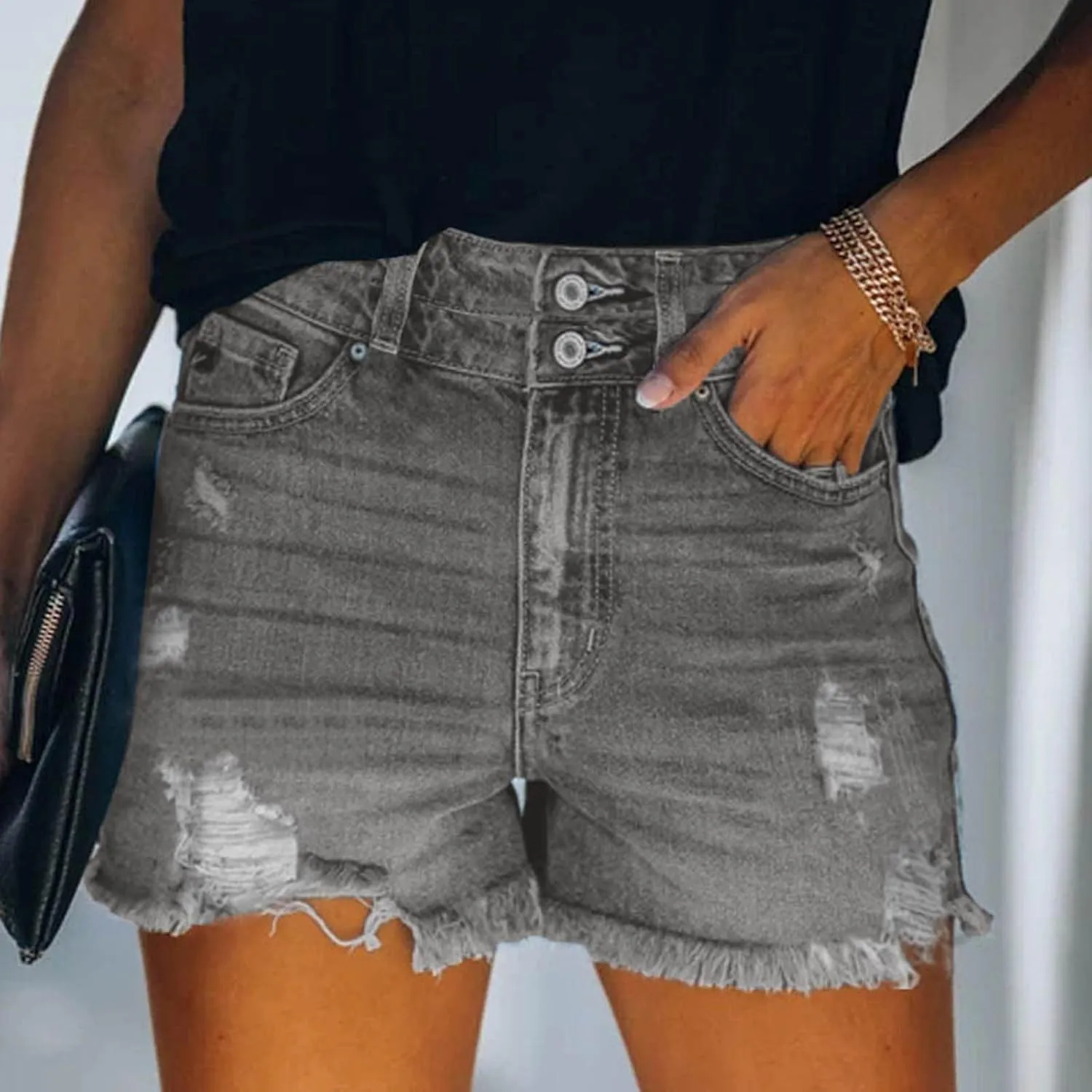 Plus Size Denim Bermuda Shorts For Women Jean Shorts High Waisted Ripped Shorts Distressed Jean Shorts for Summer