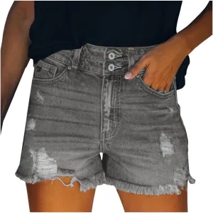 Plus Size Denim Bermuda Shorts For Women Jean Shorts High Waisted Ripped Shorts Distressed Jean Shorts for Summer