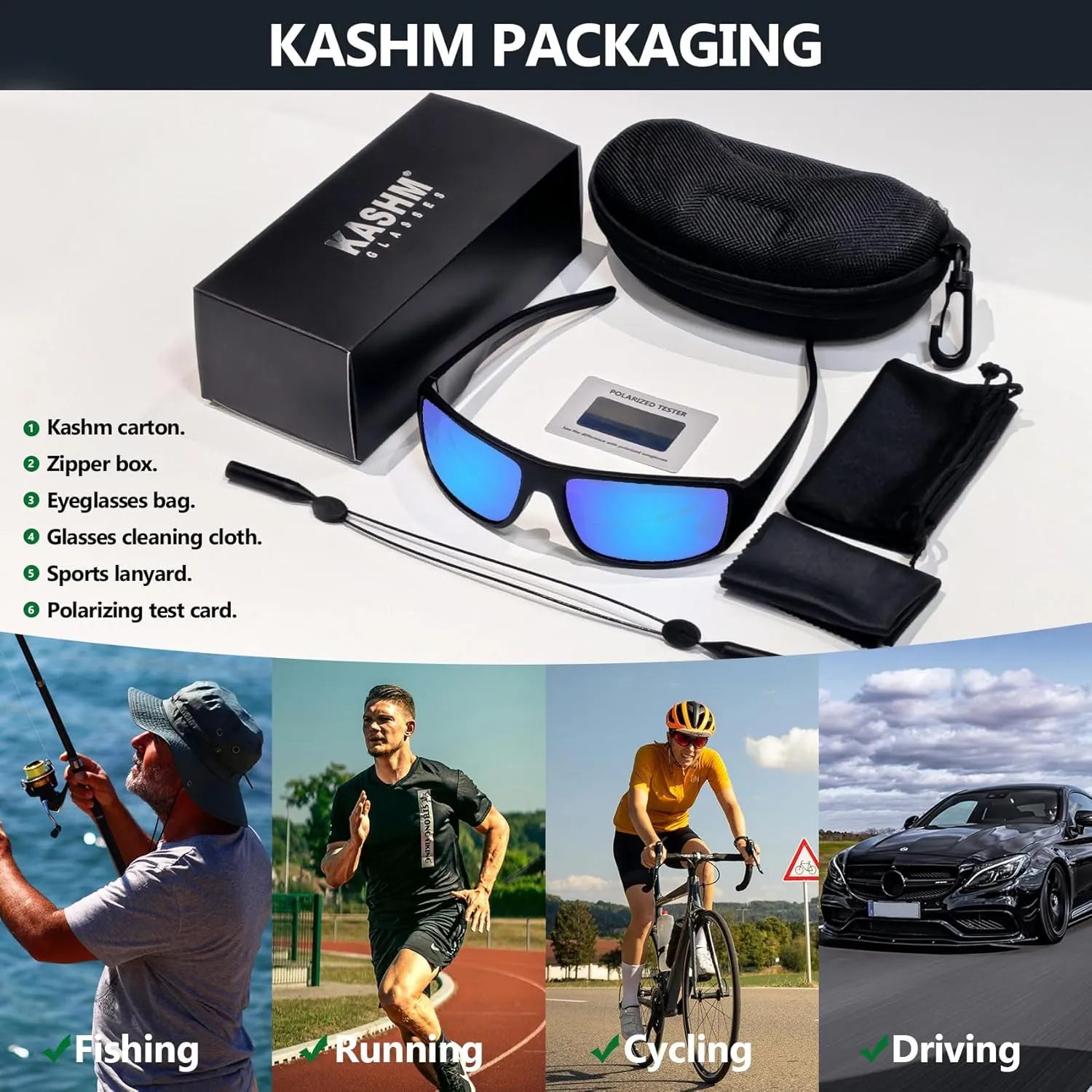 Polarized Sports Sunglasses for Men Women Unbreakable Driving Cycling Fishing Sun Glasses UV Protection
