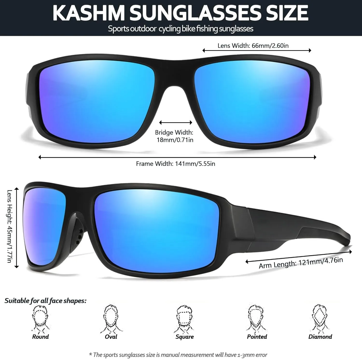 Polarized Sports Sunglasses for Men Women Unbreakable Driving Cycling Fishing Sun Glasses UV Protection