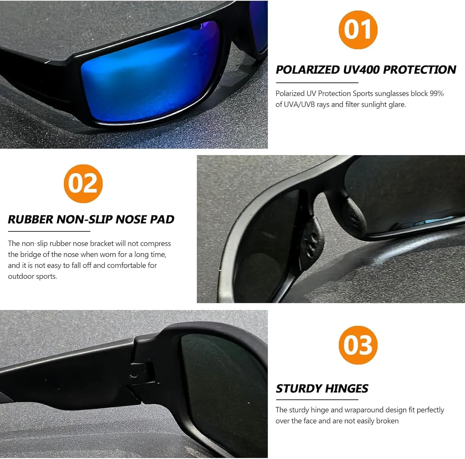 Polarized Sports Sunglasses for Men Women Unbreakable Driving Cycling Fishing Sun Glasses UV Protection