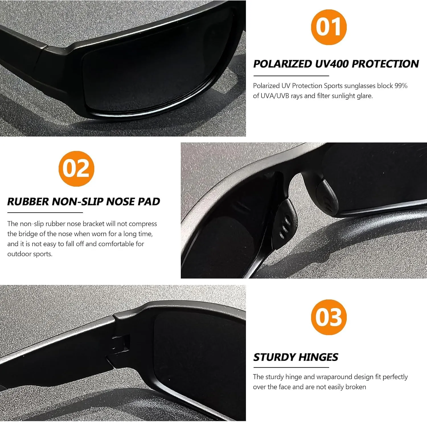 Polarized Sports Sunglasses for Men Women Unbreakable Driving Cycling Fishing Sun Glasses UV Protection