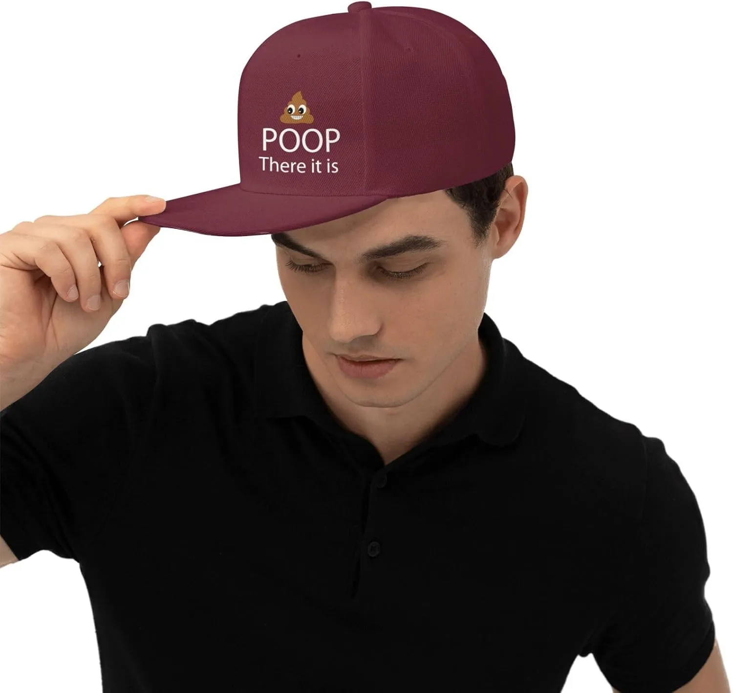 Poop! There It is Snapback Hat Hip Hop Baseball Cap Adjustable Flat Bill Hat for Men