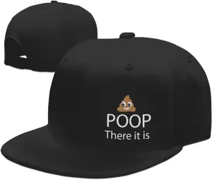 Poop! There It is Snapback Hat Hip Hop Baseball Cap Adjustable Flat Bill Hat for Men