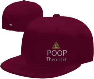 Poop! There It is Snapback Hat Hip Hop Baseball Cap Adjustable Flat Bill Hat for Men