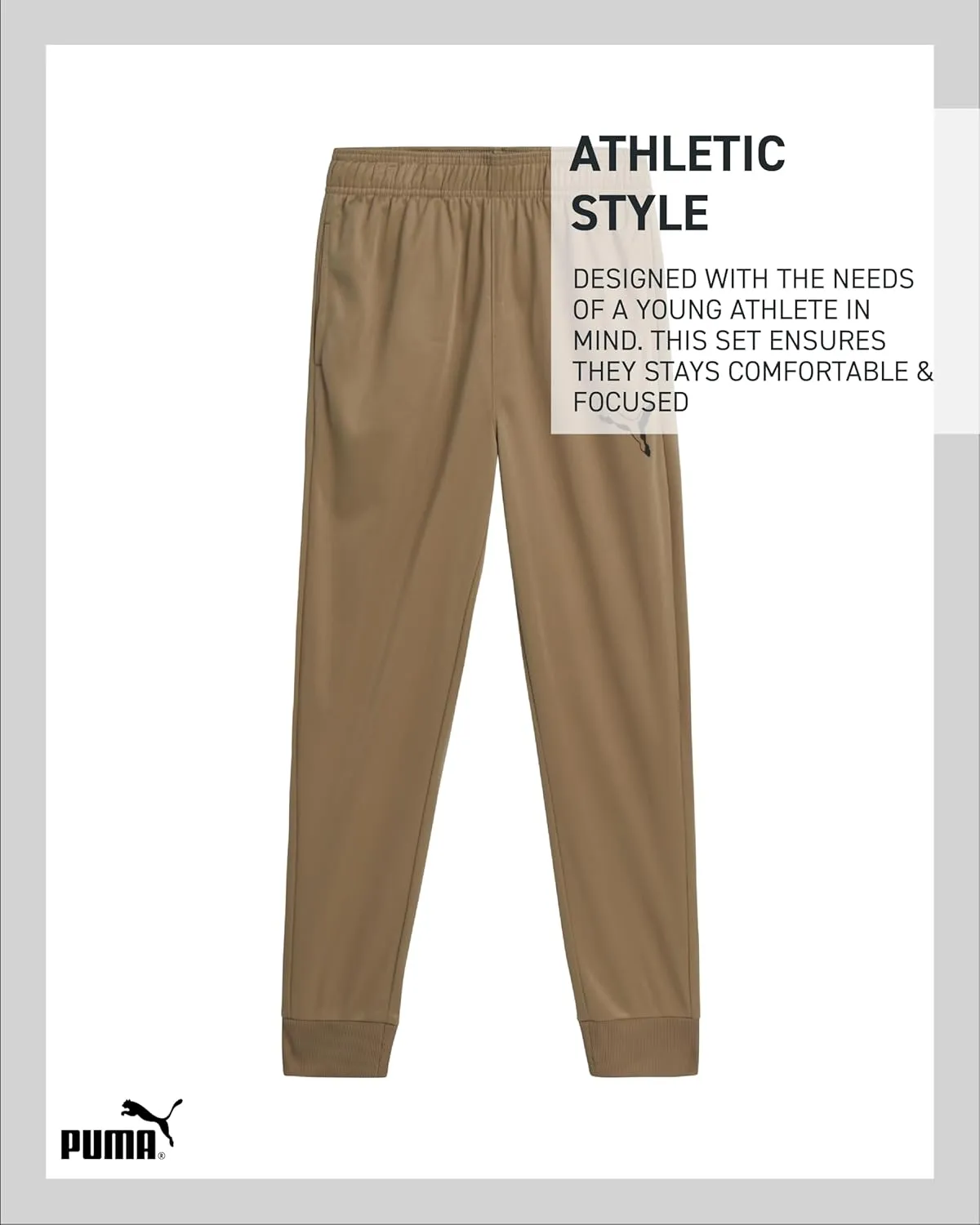 PUMA Boys' 3 Piece Tricot Jogger Pants and T-Shirt Set - Boys Activewear Set (4-16)