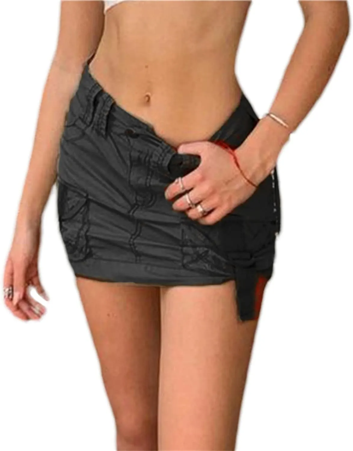 Raruxxin Women Y2k Pleated Skirt Bodycon Low Waist Ruched A-Line Mini Skirt Y2k Preppy Style School Uniform Casual Streetwear