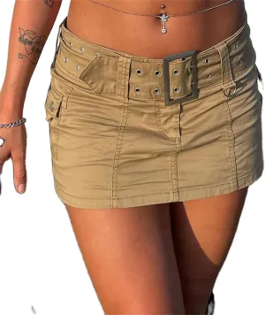 Raruxxin Women Y2k Pleated Skirt Bodycon Low Waist Ruched A-Line Mini Skirt Y2k Preppy Style School Uniform Casual Streetwear