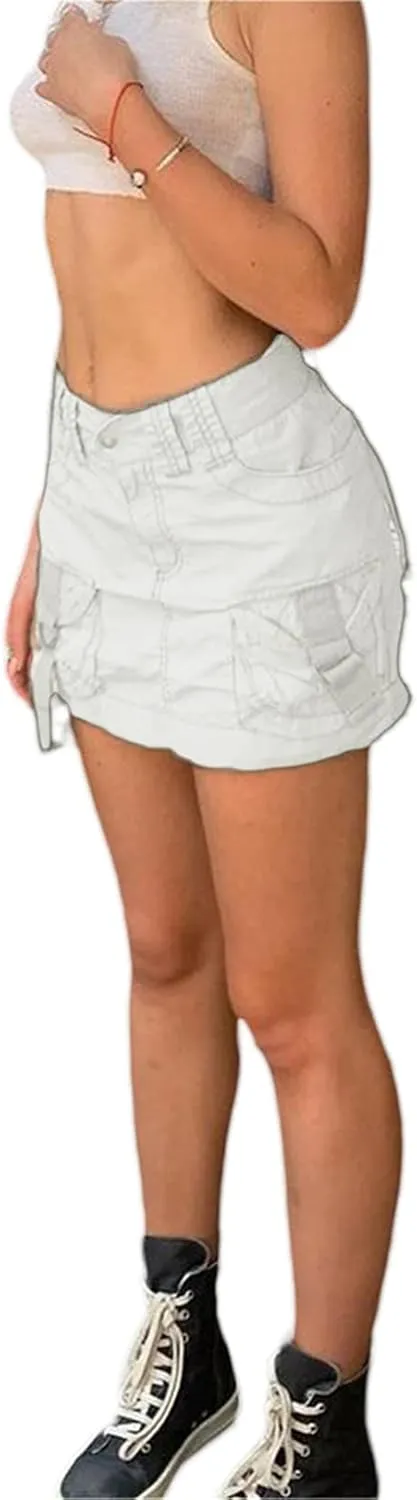 Raruxxin Women Y2k Pleated Skirt Bodycon Low Waist Ruched A-Line Mini Skirt Y2k Preppy Style School Uniform Casual Streetwear