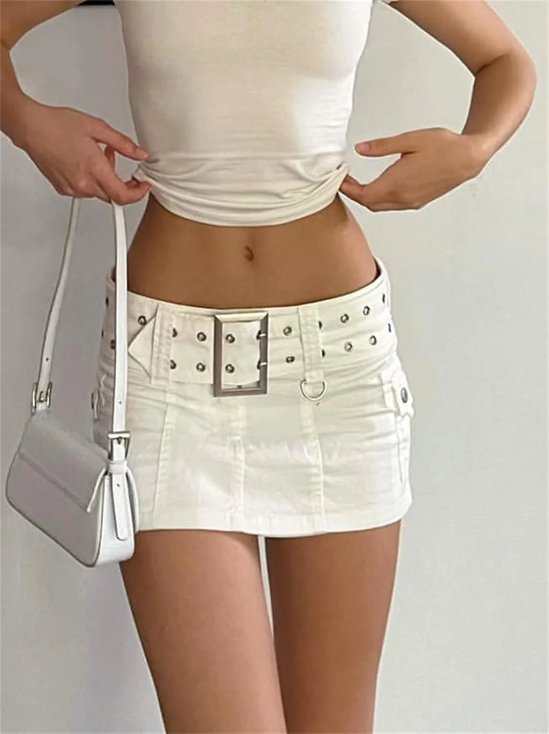 Raruxxin Women Y2k Pleated Skirt Bodycon Low Waist Ruched A-Line Mini Skirt Y2k Preppy Style School Uniform Casual Streetwear