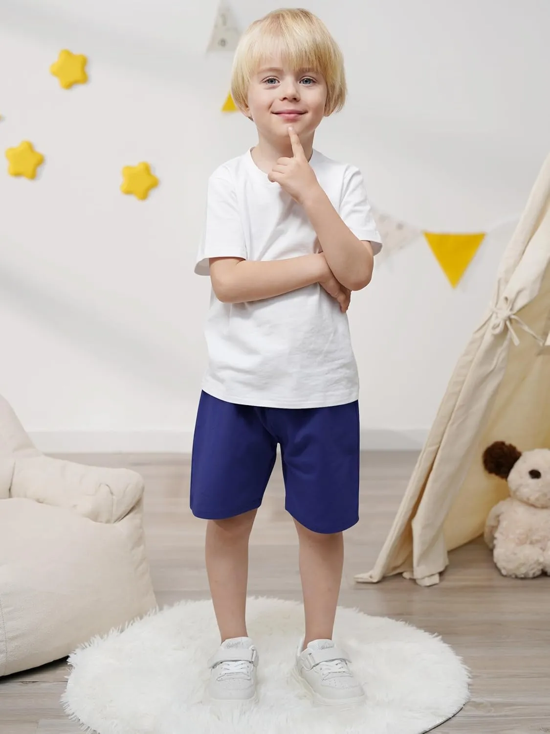 Resinta 4 Pack Toddler Boy Cotton Shorts Boys Casual Shorts Pull-on Shorts Soft Baby Boy Shorts for Summer