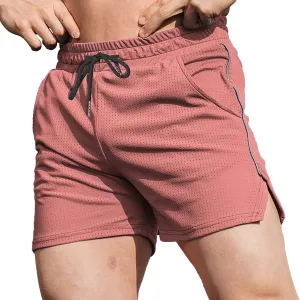 Running Shorts for Men Solid Color Gym Shorts Elastic Waist Drawstring Workout Shorts Mesh Breathable Quick-Dry Shorts