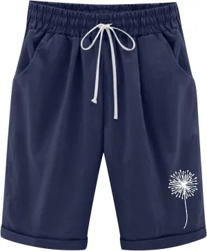 sdbrld Bermuda Shorts for Women,Womens Bermuda Shorts Casual Summer Drawstring Shorts High Waisted Cotton Athletic Shorts