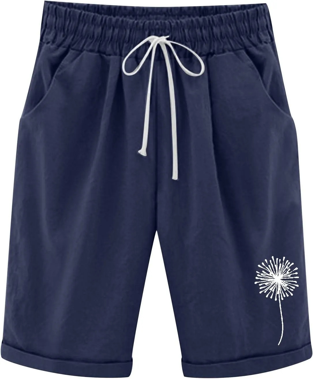 sdbrld Bermuda Shorts for Women,Womens Bermuda Shorts Casual Summer Drawstring Shorts High Waisted Cotton Athletic Shorts