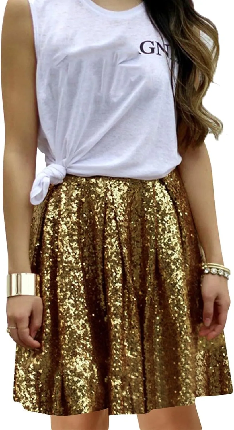 Sequin Skirt for Women Sparkly Glitter Mini Skirt Latin Women Dance Sexy Sparkly Skirt Shiny Skirt Night Black
