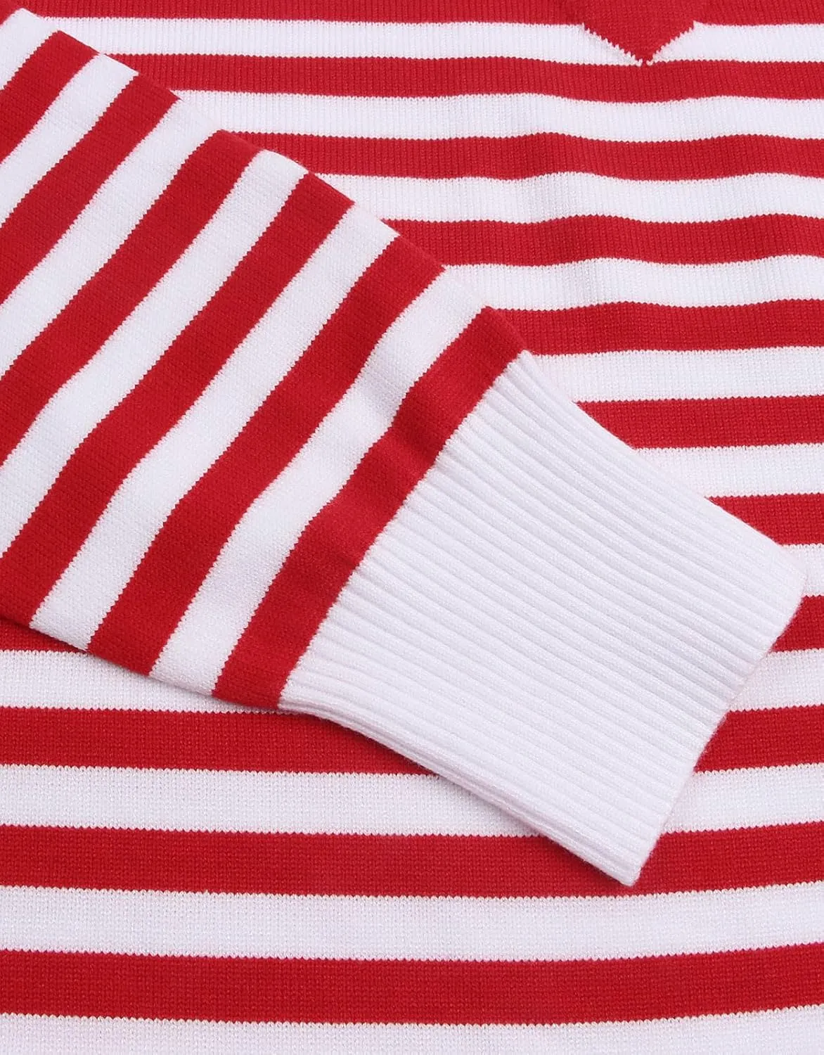 shermie Womens Stripes Sweaters Long Sleeve Crew Neck Casual Cute Heart Knitted Pullover Sweater