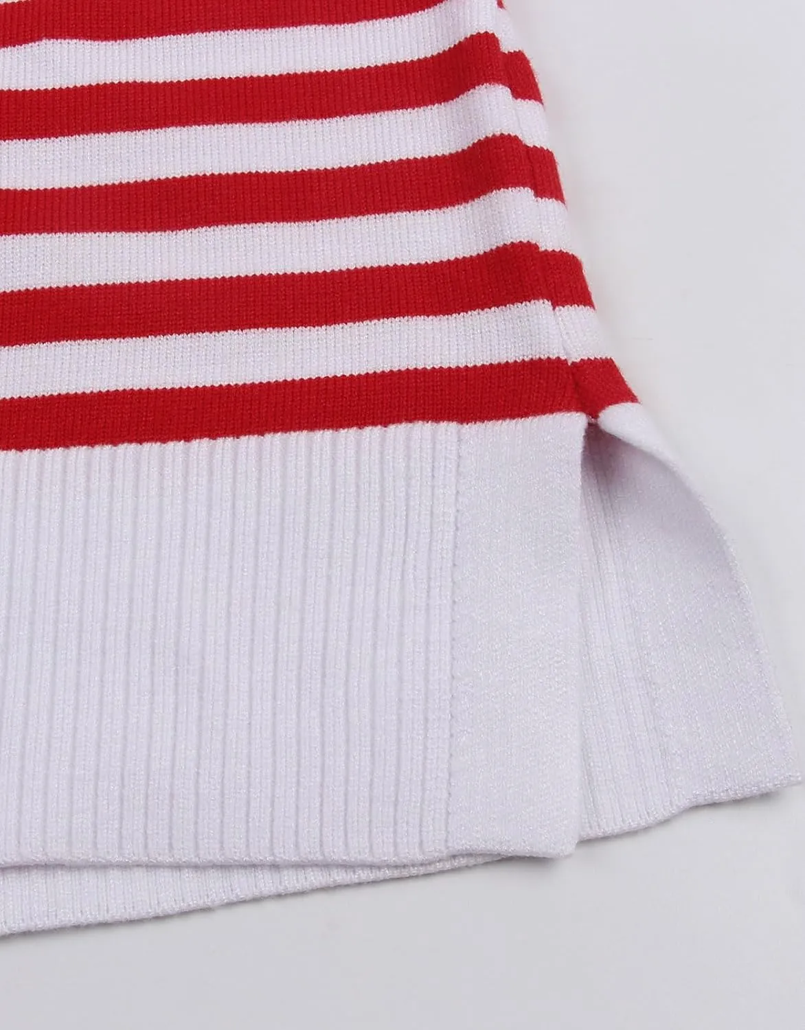 shermie Womens Stripes Sweaters Long Sleeve Crew Neck Casual Cute Heart Knitted Pullover Sweater