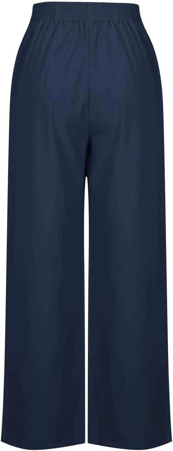 Sinzelimin Women's Wide Leg Sweatpant with Side Pocket Fashion Solid Color Elastic Waist Loose Yoga Pant Jogger Sport Trouser