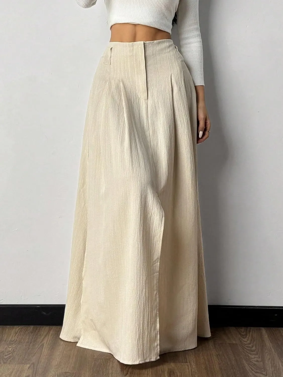 Skirts for Women Trendy Summer 2025 Women Casual Textured High Slit Sling Long Skirt