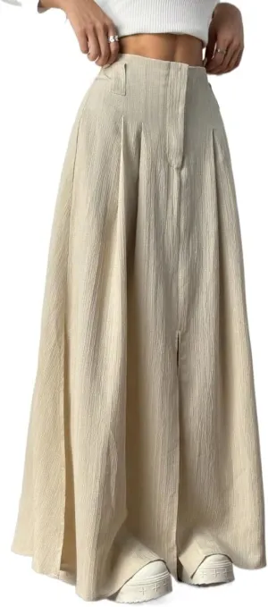 Skirts for Women Trendy Summer 2025 Women Casual Textured High Slit Sling Long Skirt
