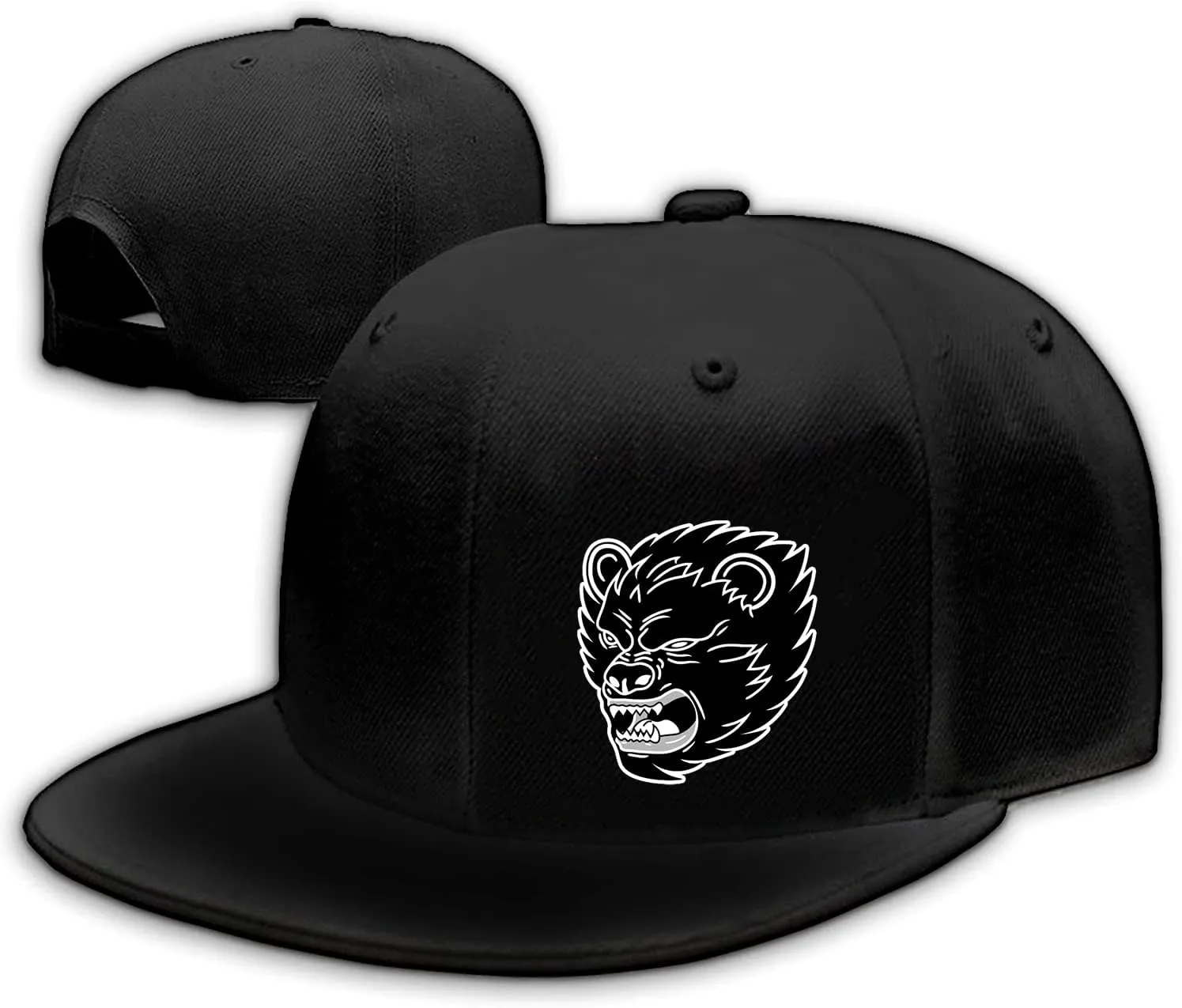 Skull Finger Flat Bill Hats for Men Black Mens Snapback Hat Baseball Cap Fitted Hat Rock N Roll Skeleton Hand Snap Backpack