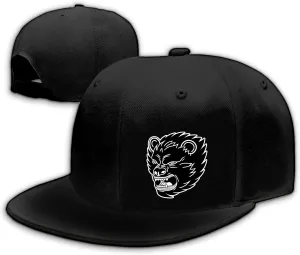 Skull Finger Flat Bill Hats for Men Black Mens Snapback Hat Baseball Cap Fitted Hat Rock N Roll Skeleton Hand Snap Backpack