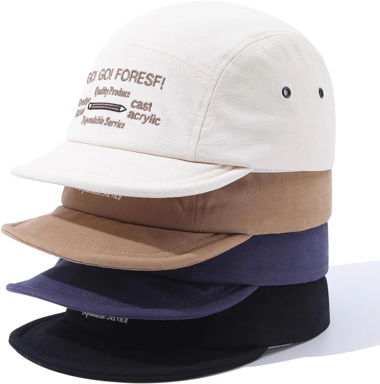 Snapback 5 Panel Baseball Cap Soft Short Brim Hats for Men Cotton Trucker Hat Low Profile Dad Hats Short Cadet Caps