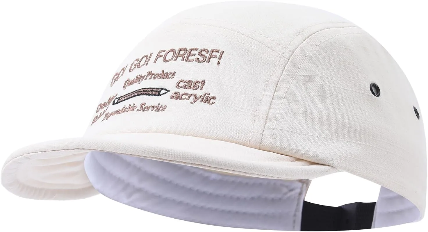 Snapback 5 Panel Baseball Cap Soft Short Brim Hats for Men Cotton Trucker Hat Low Profile Dad Hats Short Cadet Caps