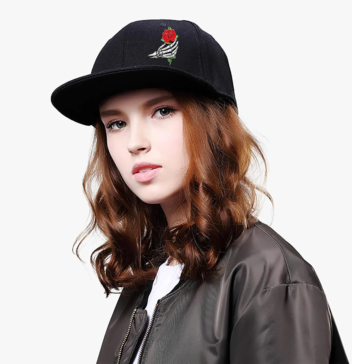 Snapback Hats for Men Flat Bill Brim Hats Fitted Black Baseball Cap for Men Cool Hip Hop Hat Mens Trucker Cap