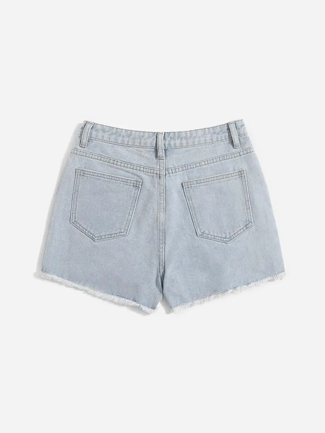 SOLY HUX Girl's Ripped Raw Hem Denim Shorts High Waisted Straight Leg Summer Jeans Shorts