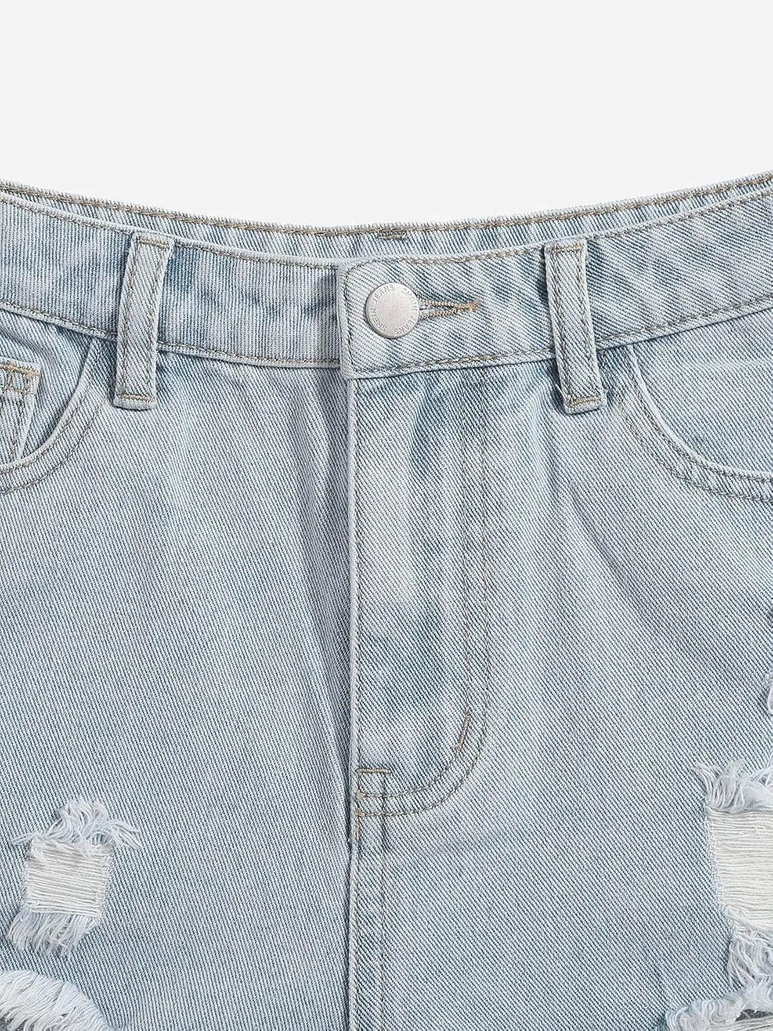 SOLY HUX Girl's Ripped Raw Hem Denim Shorts High Waisted Straight Leg Summer Jeans Shorts