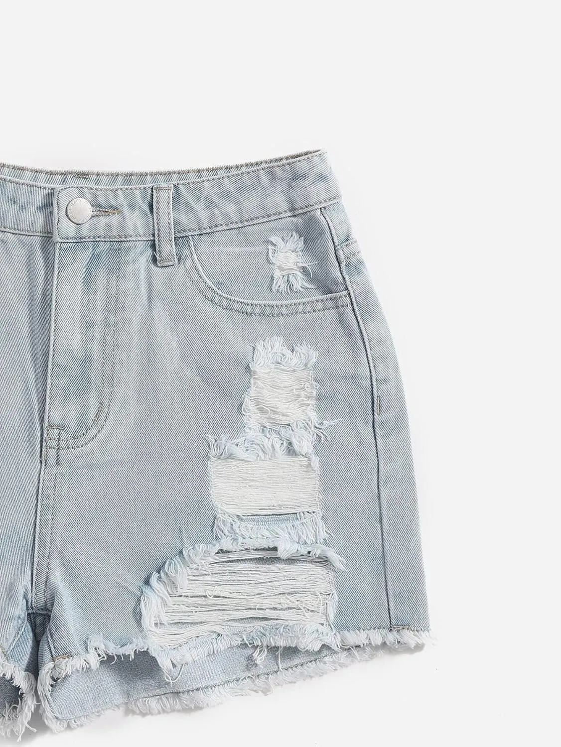 SOLY HUX Girl's Ripped Raw Hem Denim Shorts High Waisted Straight Leg Summer Jeans Shorts