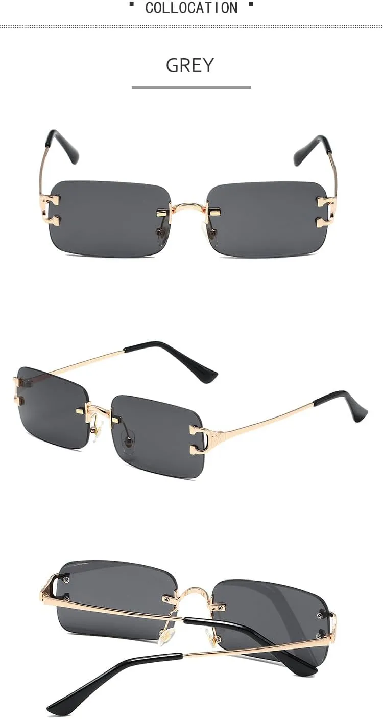Square lens Double Bridge Metal Sun Glasses Trendy Sunglasses 100% UV Sun glasses UV Blocking Cycling Driving