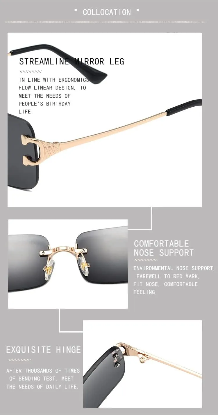 Square lens Double Bridge Metal Sun Glasses Trendy Sunglasses 100% UV Sun glasses UV Blocking Cycling Driving