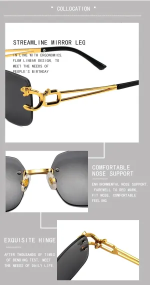 Square lens Metal Sun Glasses Trendy Sunglasses UV400 Sun glasses UV Blocking Cycling Driving