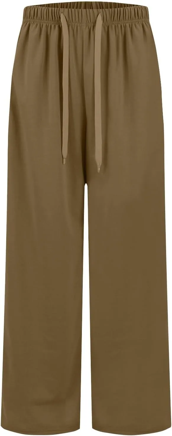Straight Leg Sweatpants for Women Baggy Joggers Wide Leg High Waisted Jogger Pants Pull on Lounge Pants with Pockets